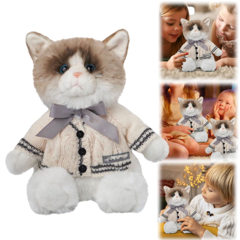 Folk-lore Album Cardigan Plush Cat, Plush Cat Stuffed Animal