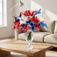 thumbnail image 6 of Yakvarog Patriotic Artificial Flowers, 13.4" Red White Blue Plastic Fake Bouquet for Party, Mantel, Independence Day Memorial Day Table Centerpiece 4th of July Decorations, 6 of 6