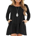 thumbnail image 1 of Women Casual Spring Ruffle Hem Long-Sleeved Casual One-Piece A Line Solid Swing Mini Dress, 1 of 6