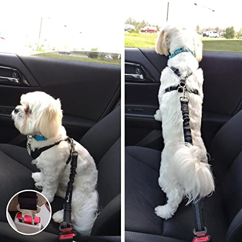 Lukovee Dog Safety Vest Harness with Seatbelt Dog Car Harness Seat Belt Adjustable Pet Harnesses Double Breathable Mesh Fabric with Car Vehicle Connector Strap for Dog 