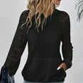 thumbnail image 2 of Drses Women's Contrast Lace Long Raglan Sleeve Stretch Kangaroo Pockets Hoodie Sweatshirts, 2 of 8