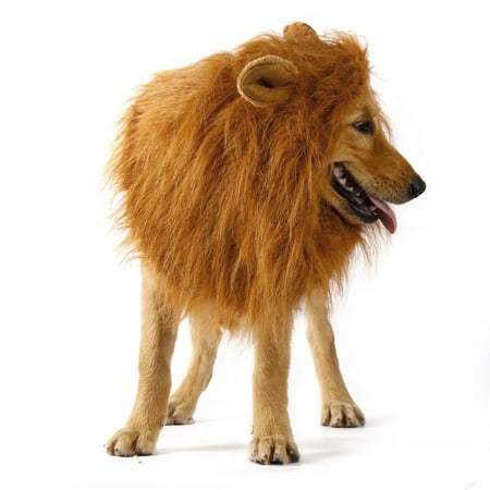 YOUTHINK Lion Mane for Dog Large Medium with Ears Pet Lion Mane Costume Button Adjustable Holiday Photo Shoots Party Festival Occasion Light