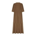 thumbnail image 3 of XUNKUSGA Women Summer Dresses Soft Linen-Cotton Womens Sundresses Casual V-Neck 3/4 Sleeve Maxi Dress Loose Comfortable Flowy Dresses for Women Soild Color Tiered Boho Long Dresses S-2XL Brown, 3 of 5