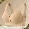 thumbnail image 2 of Soyumi Front Closure Bras for Women, Seamless Wireless Push Up Bra No Underwire Full Coverage Comfort Bras Mastectomy Bralettes Sleep Yoga Bra, Khaki, 2 of 3