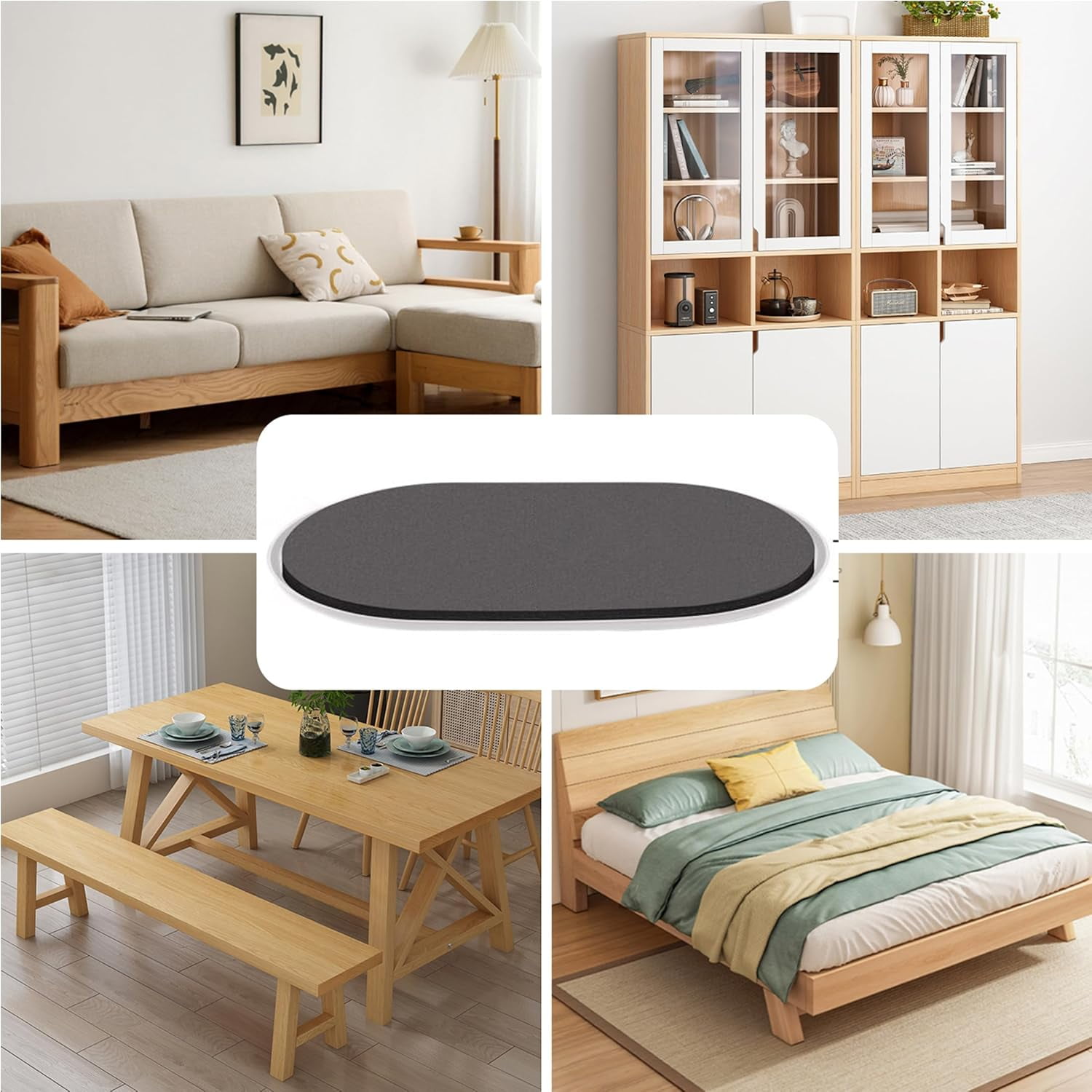 Reusable Large Furniture Sliders for Carpet, Furniture Movers Sliders, Carpet Movers Oval Heavy Duty Sofa Bed Table Desk Movers for Carpet –Quickly and Easily Move Any Item, Black (8 Pack)