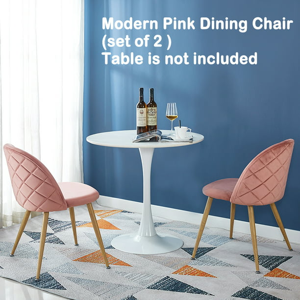 Dining Chairs Mid Century Modern Accent Velvet Leisure Chairs Upholstered Dining Room Chairs Side Chairs With Metal Legs For Home Living Or Waiting Room Bedroom Kitchen Set Of 2 Pink Q7411