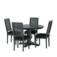 thumbnail image 2 of Noble House Ardyce Fabric Upholstered Wood and Cane 5 Piece Circular Dining Set, Gray and Black, 2 of 13
