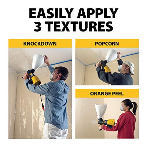 Wagner Spraytech 2439395 Power Tex Electric Corded Texture Sprayer Sprays 3 Textured Patterns Popcorn Knockdown and Orange Peel 1 Gallon Hopper