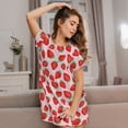 thumbnail image 3 of Fotbe Strawberries Pattern Women's Cotton Nightgown Sleepwear Short Sleeves Shirt Casual Print Sleepdress, 3 of 6
