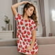 thumbnail image 3 of Fotbe Strawberries Bata de Dormir para Mujer con Estampado, Camisón de Algodón de Manga Corta, Ropa de Dormir Casual, 3 of 6