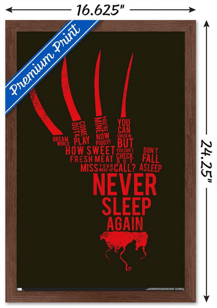A Nightmare on Elm Street - Hand Text Wall Poster, 14.725" x 22.375", Framed