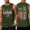 thumbnail image 2 of American Flag Shirt for Men 4th of July 250th Anniversary Patriotic Tank Mens USA Independence Day Sleeveless Tops Army Green 5XL, 2 of 4