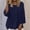 Dark Blue, variant on Women's Round Neck 3/4 Dolman Sleeve Ribbed Top Loose Fit High-Low Hem Plus Size Casual Blouse Airy Daily Wear Camisa de Mujer