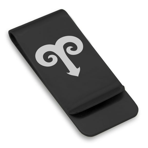 Stainless Steel Aries Zodiac Sign (Ram) Classic Slim Money Clip Credit Card Holder
