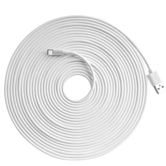 25ft USB to USB C Extension Surveillance Camera Power Cable Compatible with Wyze Cam Pan, Oculus Go, Blink, Yi Home Camera, Kasa Cam Security Camera - White