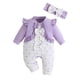 thumbnail image 1 of Odeerbi 1-18 Meses Niñas San Valentín Mono de Algodón Con Lazo Y Cinta Para La Cabeza Conjunto Onesie de Manga Larga, 1 of 8