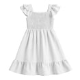 thumbnail image 6 of ZOYOEN Girls Swing Dress- Cute Ruffle Short Sleeve Summer Square Neck Kids Casual Dress White Size 5, 6 of 8