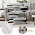 thumbnail image 6 of Sage Green Black Stripe Outdoor Waterproof Pillow Covers, Modern Abstract Coarse Striped Decorative Square Throw Pillowcase Sofa Cushion Sham for Patio/Couch/Chair, 16"x16" 2 Pack, 6 of 8