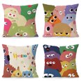 thumbnail image 1 of Juego de fundas de almohada decorativas con dibujos animados de monstruos, 4 unidades, 1 of 3