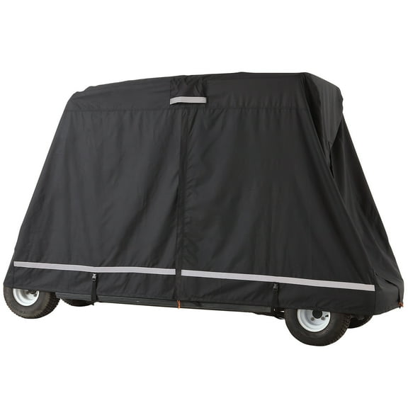 KFFKFF 2 2 Passenger Golf Cart Cover, 600D Polyester Full Cover, Designed for 2 2 Seat Golf Carts, Weather-Resistant Outdoor Cover with Three Zipper Doors, Black