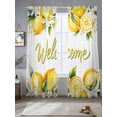 thumbnail image 2 of Yellow Lemons Sheer Curtains 96 Inch Length 2 Panels Set Window Treatments, Summer Fruits Leaves Pastoral Botanical Rod Pocket Semi Curtains for Living Room/Bedroom/Kitchen Décor, 104"W x 96"L, 2 of 7