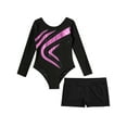 thumbnail image 5 of Zaldita Girls Sparkle Flame Gymnastics Leotard Ballet Dance Unitard with Sports Shorts Tumbling Pink 8, 5 of 7