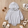 thumbnail image 2 of Utlike Baby Boys Bodysuits Long Sleeve Solid Color Hooded Pullover Romper Sweatshirt Lightweight Playsuits For Size 3 Months-6 Months, 2 of 6