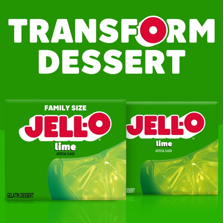 Jell-O Gelatin Dessert Mix Lime Family Size 6 oz for Jell-O