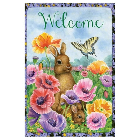 Bunny Mini Flag - Toland Home Garden Bunny Poppies Flag
