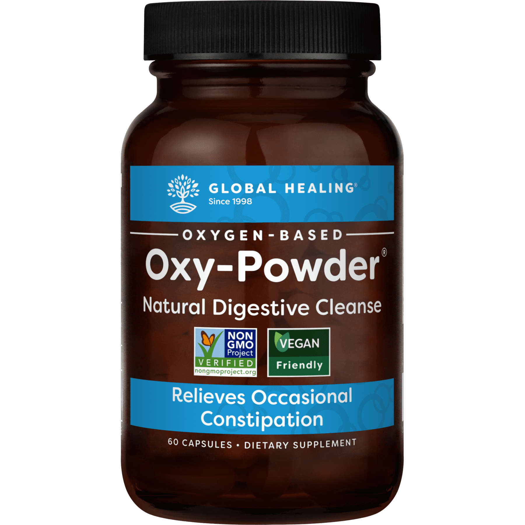 Global Healing Oxy-Powder Colon Cleanse, Pure Detox Magnesium Supplement Pills, 60 Capsules