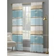 thumbnail image 4 of Blue Beige Wood Grain Sheer Curtains 108 Inch Long 2 Panels, Vintage Board Farmhouse Retro Light Filtering Rod Pocket Semi Sheer Curtains, Sheer Voile Drapes for Living Room Bedroom, 52"x108", 4 of 5
