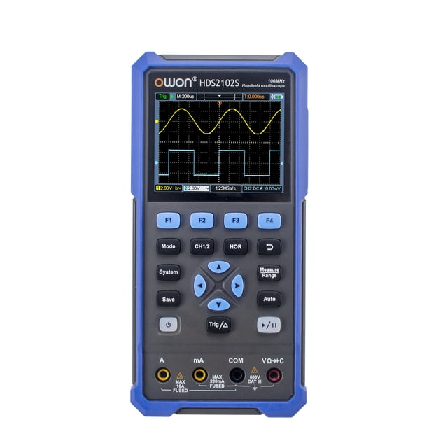 HDS2102 Multímetro de osciloscopio digital de mano 100MHz 500MSa/s Osciloscopio de canales dua Owon Osciloscopio