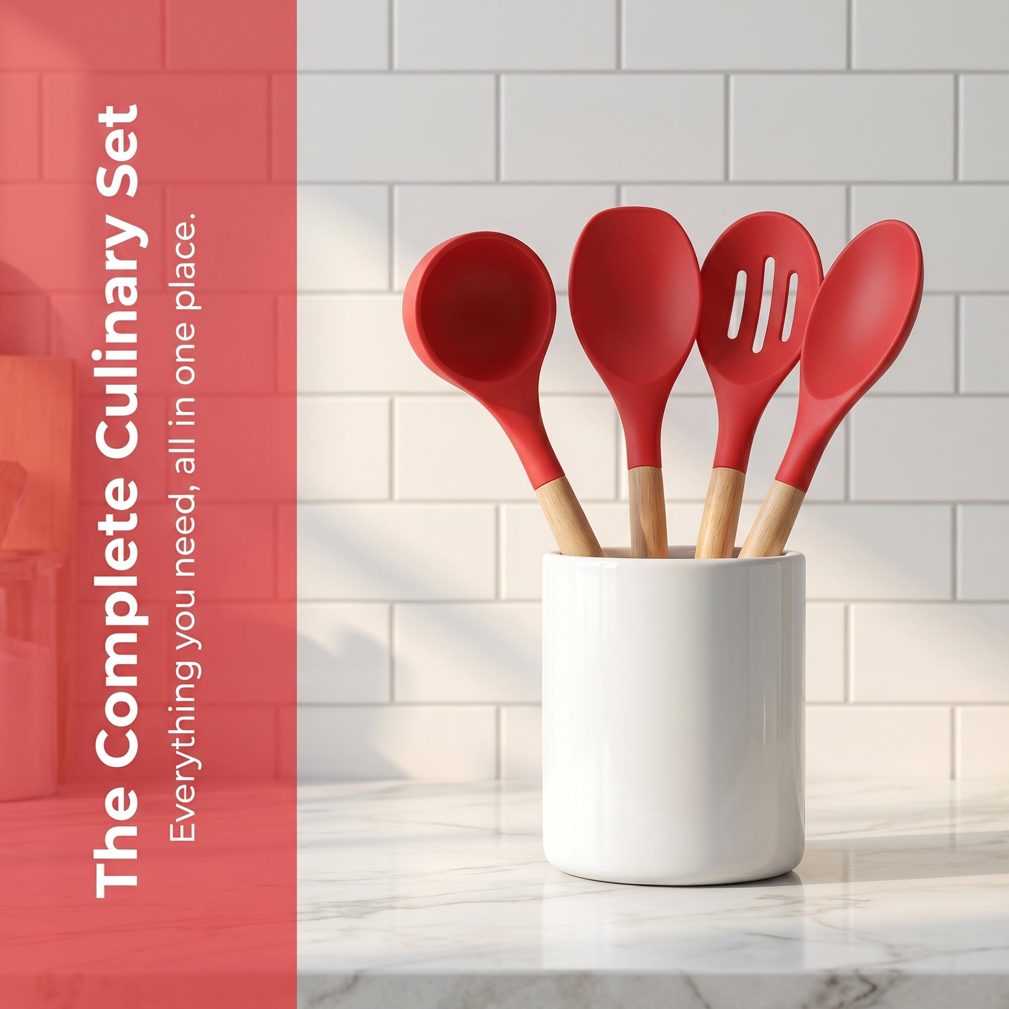 Unique Bargains 4 Pcs Cooking Utensil Set for Non Stick Cookware and Gadgets Red