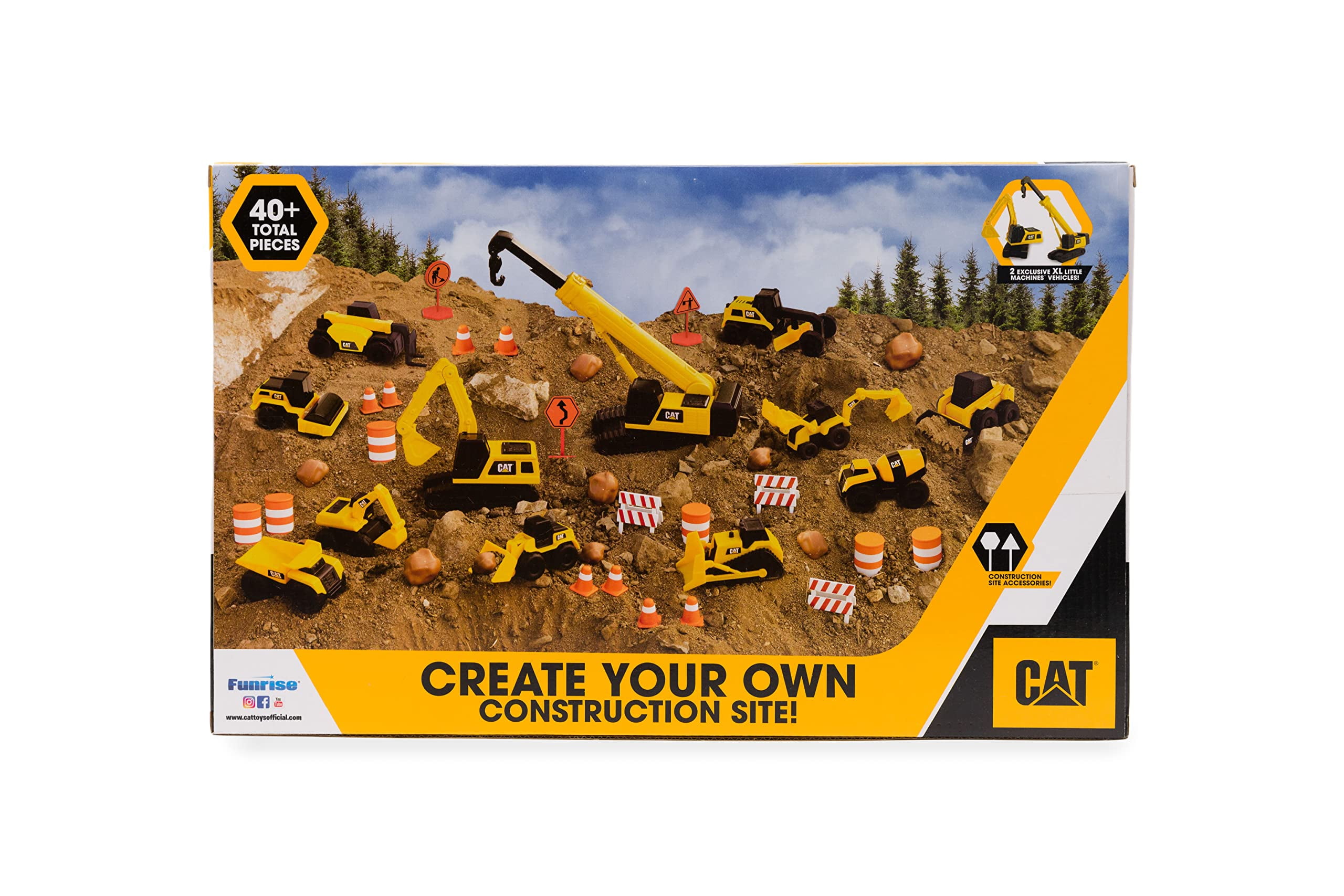 CAT Construction Toys, Little Machines Mega Set – 40+ Pieces. All Parts Are Molded  The Same “Catipillar Tough Plastics. Construction Site Playset,