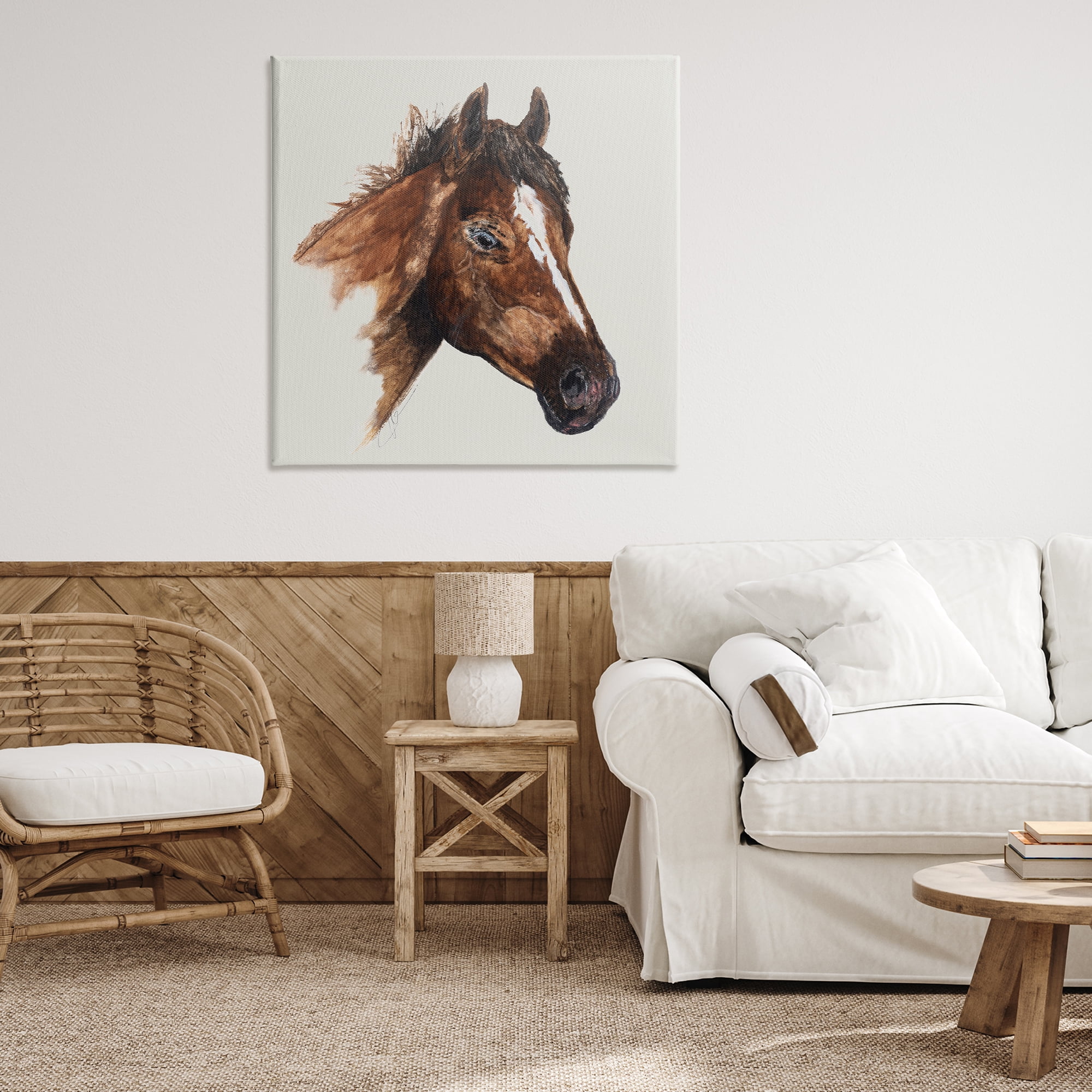 Stupell Industries Detailed Brown Horse Animals Painting Wrapped Canvas Art Print Wall Art, 36 x 36