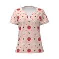 thumbnail image 3 of Zufioo Strawberry for Women's Deep V-neck Short-sleeved T-shirt, Top with Short Sleeves - with Stainless Steel Buckle, Moisture Wicking, Ideal Home Wear-Large, 3 of 9