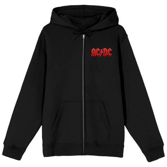 ACDC Angus Young with Horns Men's Black Zip Hoodie-Small