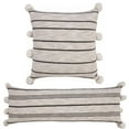 thumbnail image 4 of LR Home Modern Farmhouse Striped Throw Pillow with Pom Poms, 4 of 10