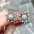 thumbnail image 3 of Ladies Small Fresh Pearl Zircon Snowflake Earrings Fashion Temperament Jewelry, 3 of 6
