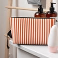 thumbnail image 7 of Orange And White Striped Travel Handbag Leather Purse Organizer Tidy Bag Purse Toiletry Clutch For Women, 7 of 7