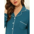 thumbnail image 4 of DARING DIVA Women's Soft Modal Button Down Pajama Sets L Peacock Blue, 4 of 5