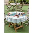 thumbnail image 3 of Outdoor Tablecloth with Umbrella Hole and Zipper, Teal Green Starfish Round Table Cloth 60 Inch Waterproof Tablecloth, Summer Coral Beach Conch Coastal Picnic Table Cover for Patio Camping, 3 of 7