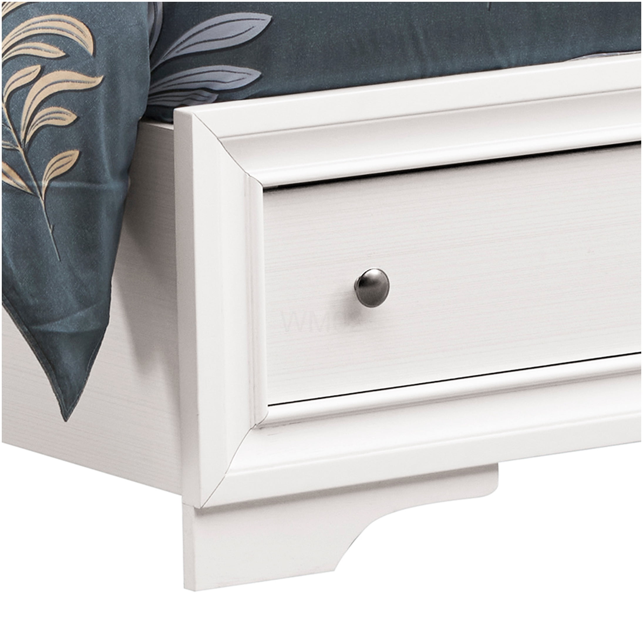 King Size Storage Bed Frame with Drawers, Modern Platform Bed with Acrylic Trim and Nickel Handles, No Box Spring Needed