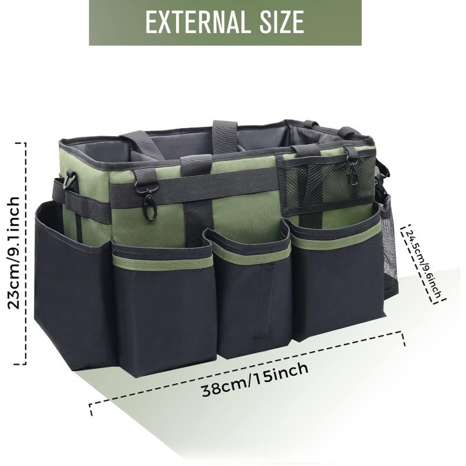 Large Capacity Multi-Pocket Cleaning Tool Organizer Tote Bag, Detachable Strap Lightweight Design, For Home Car Housekeeping Tools Storage