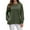 Green, variant on Women's Side Slit Button Detail Round Neck Sweatshirt, Autumn Winter Solid Color Casual Long Sleeve Pullover Top with Soft Cotton Polyester Blend for Comfortable Relaxed Fit and Street Fashion Black