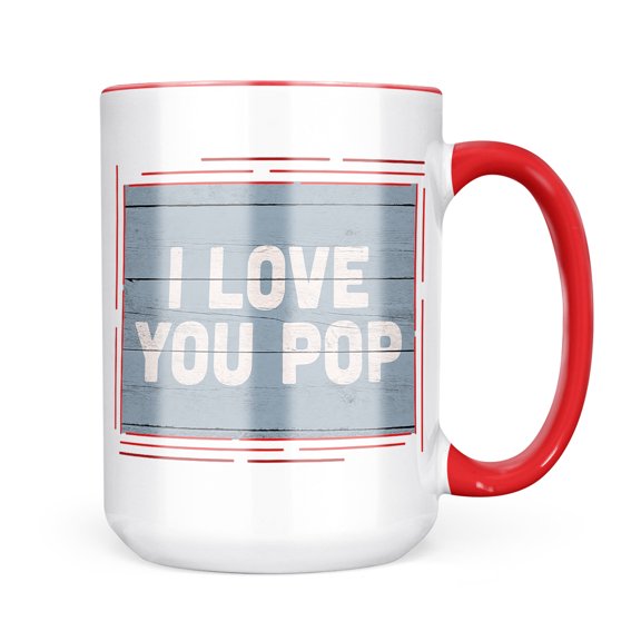 Neonblond I Love You Pop Father's Day Blue Vintage Wood Planks Mug gift for Coffee Tea lovers