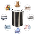 thumbnail image 6 of Circular Hamper Single Layer Laundry Basket Storage Basket Waterproof Single Layer Fabric With Handle Pe Support Strip Pale Violet Grey Stripe_2 Small, 6 of 8