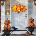 thumbnail image 2 of geerera Halloween Wreath with lights, Maple Leaf and Pumpkin Wall Hanging, for Front Door Decor, Harvest Festival Display, Seasonal Arrangement, 2 of 6