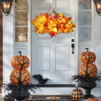 Cheapark Halloween Wreath Ghost Festival Decoration, Maple Leaf Pumpkin Wall Hanging, Harvest Scene Arrangement, Door Festive Ornament