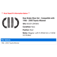 thumbnail image 2 of Rear Brake Shoe Set - Compatible with 1986 - 2000 Toyota 4Runner 1987 1988 1989 1990 1991 1992 1993 1994 1995 1996 1997 1998 1999, 2 of 2